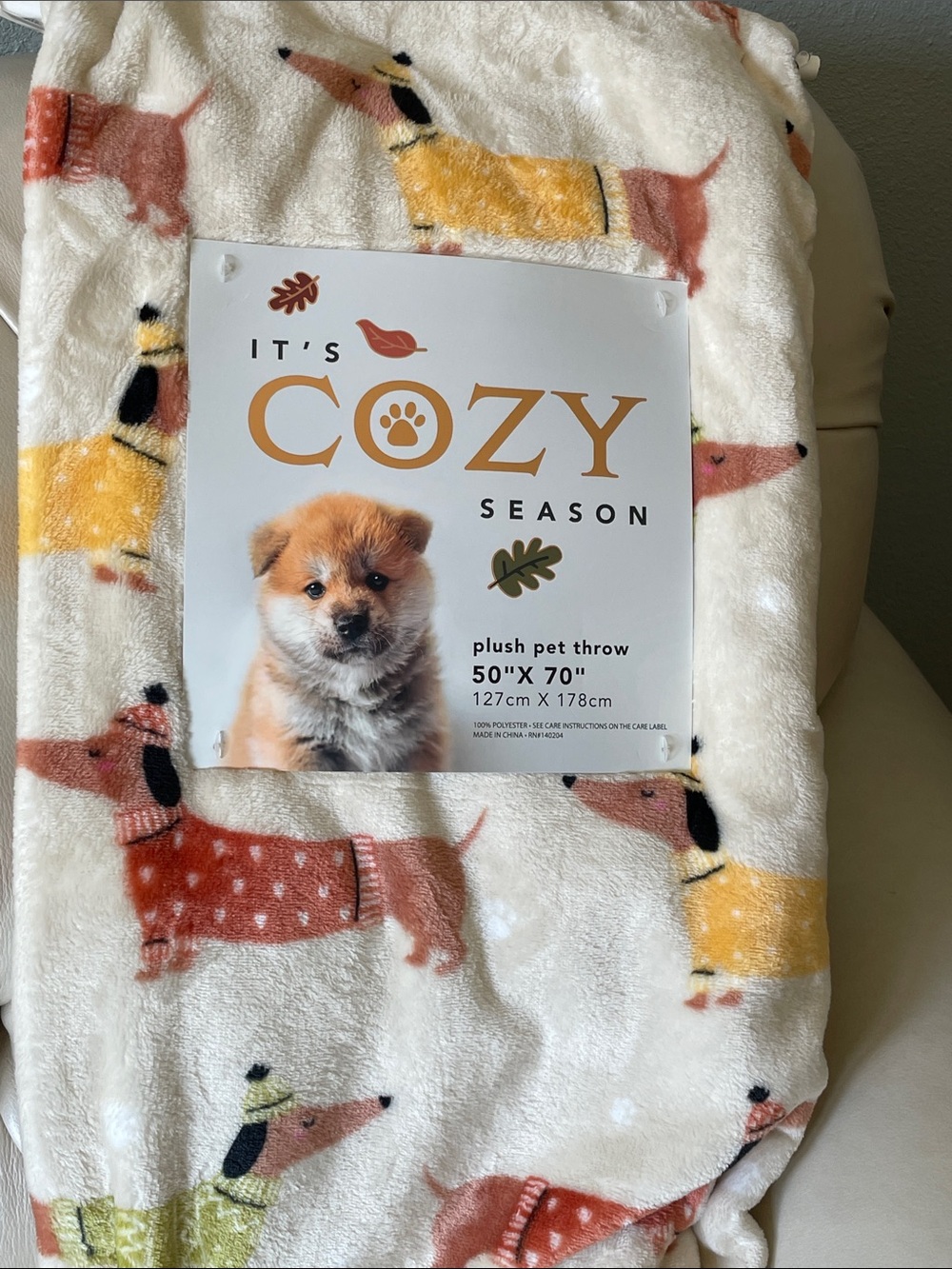 Dachshunds in sweaters and caps super soft throw